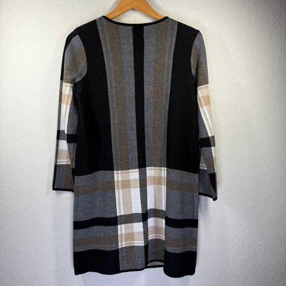 Women's Anne Klein Black, Brown and White Sweater Cardigan Size Medium - Picture 6 of 6